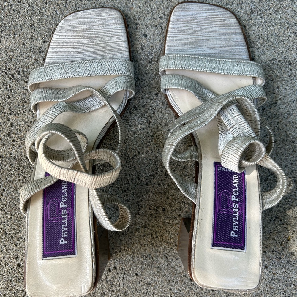 Phyllis Poland- Made In Italy Ankle Strap Slingback Sandal Heels size 8
